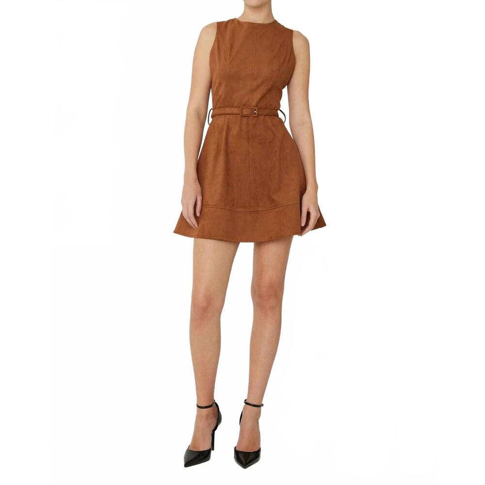 NEW JS71 lorenzo ultra suede mini dress in cognac